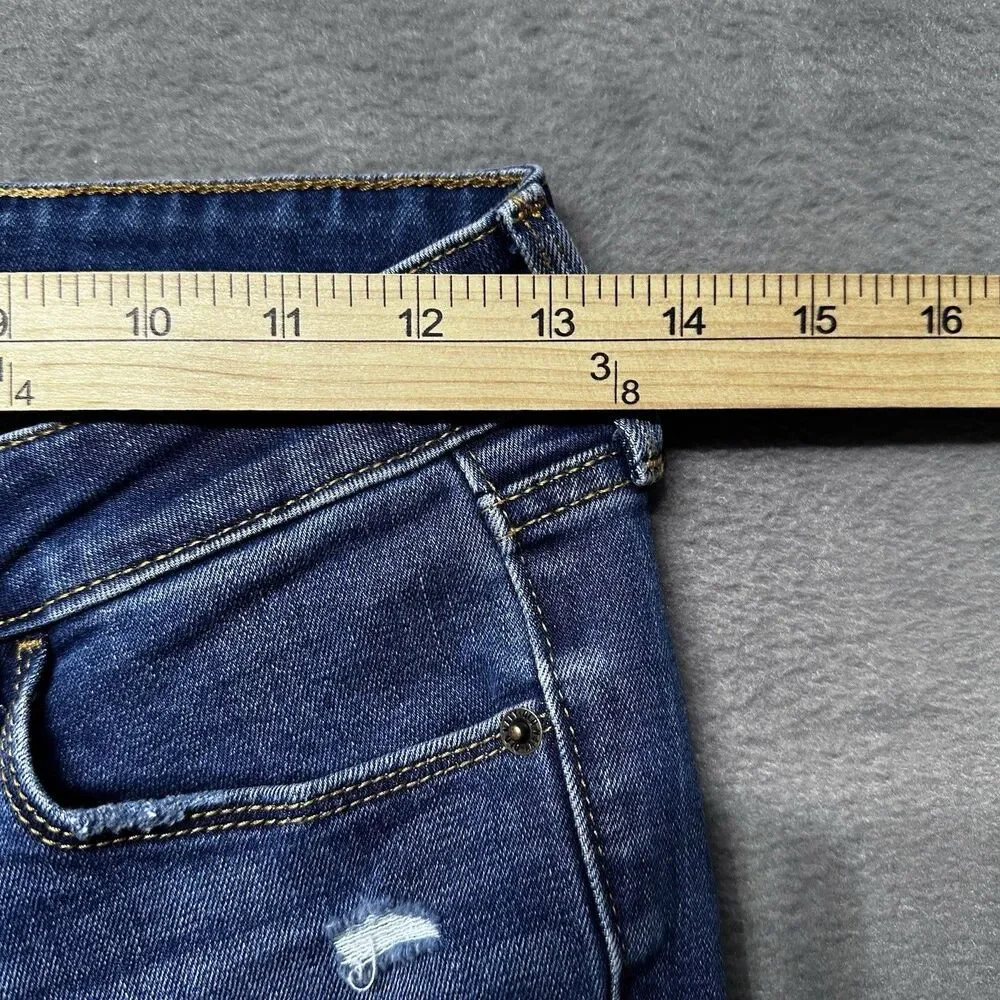 Old Navy Womens 4 Petite Pop Icon Skinny Jeans Blue Mid Rise Distressed Denim